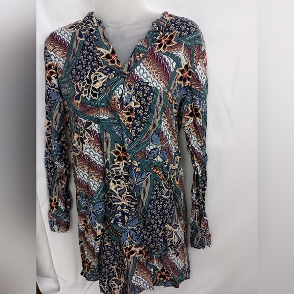 2/$30 RISSKIO Multicolor Patchwork Patterned Long Sleeve Dress (#1,445) - Picture 1 of 10